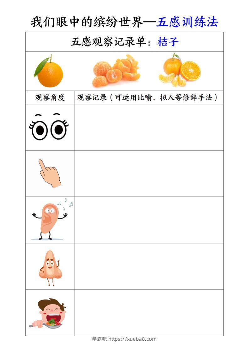 三上语文-第五单元五感训练法-学霸吧