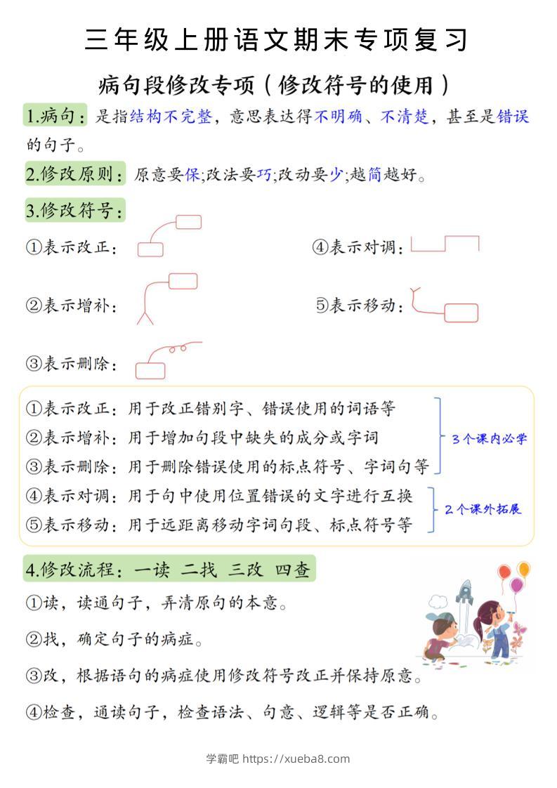 三上语文必考重点病句段修改符号方法及练习-学霸吧
